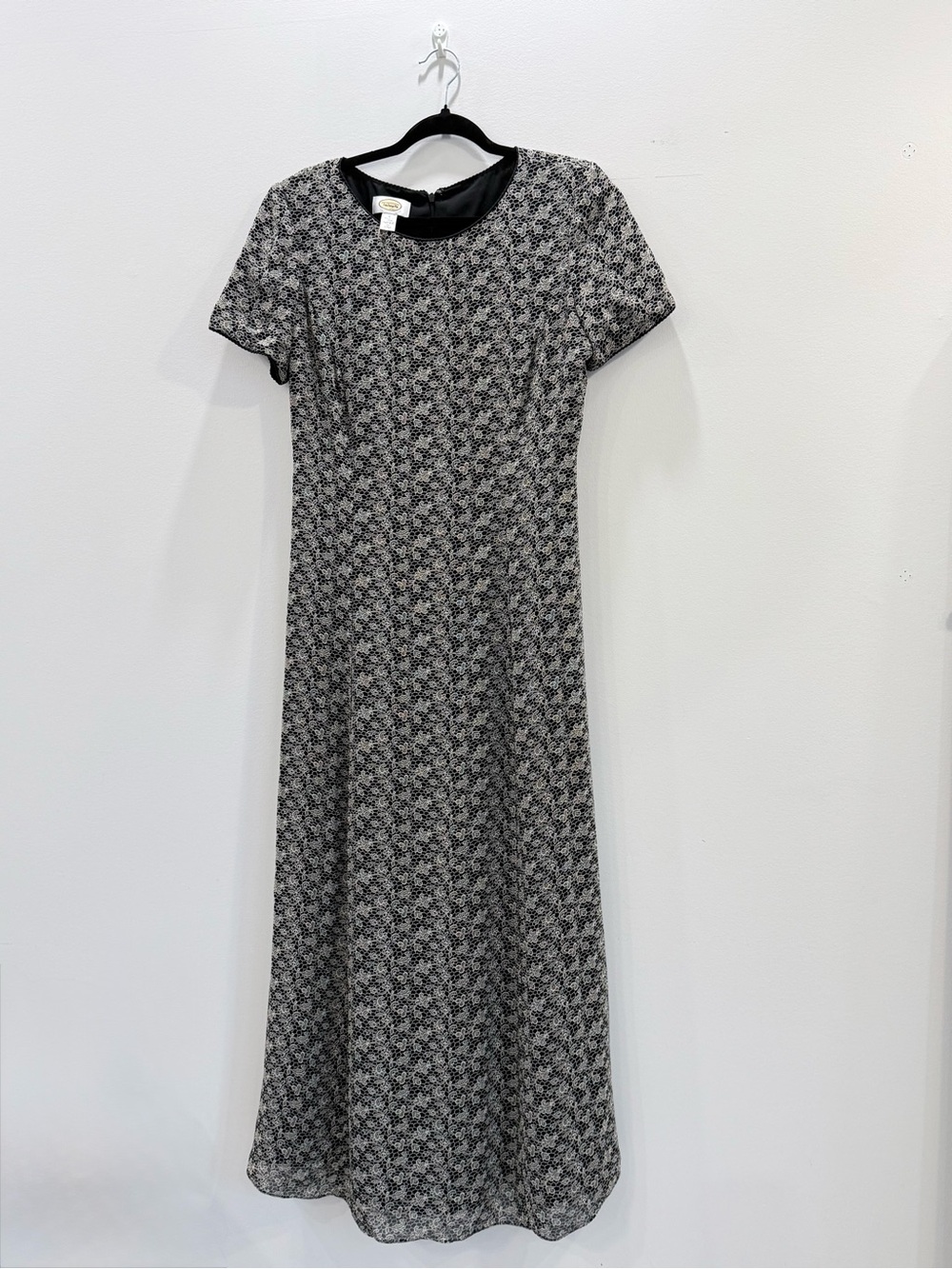 Talbots Black and White Floral Short-Sleeve Maxi Dress